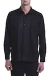 Shop_SAKSHAM & NEHARICKA_Black Wool Blend Pintuck Detail Shirt _Online_at_Aza_Fashions