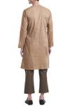 Shop_SAKSHAM & NEHARICKA_Beige Cotton Striped Short Kurta  _at_Aza_Fashions