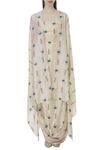 Shop_Sva By Sonam & Paras Modi_Beige Silk Printed Draped Skirt And Cape Set_Online_at_Aza_Fashions