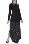 Buy Sva By Sonam & Paras Modi Black Silk Peplum Top And Draped Skirt Set at Aza Fashions Buy_Sva By Sonam & Paras Modi_Black Silk Peplum Top And Draped Skirt Set_at_Aza_Fashions