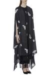 Sva By Sonam & Paras Modi_Black Silk Printed Cape,kurta And Pant Set_Online_at_Aza_Fashions
