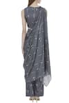Shop_Sva By Sonam & Paras Modi_Grey Silk Printed Draped Tunic And Pant Set_at_Aza_Fashions