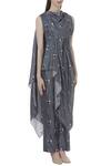 Sva By Sonam & Paras Modi_Grey Silk Printed Draped Tunic And Pant Set_Online_at_Aza_Fashions