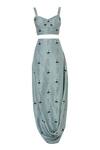 Buy_Sva By Sonam & Paras Modi_Blue Organza Printed Draped Skirt And Cape Set_Online_at_Aza_Fashions