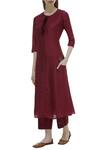Buy_MathilI'S_Wine Moonga Silk Straight Kurta Set_at_Aza_Fashions