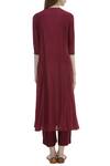 Shop_MathilI'S_Wine Moonga Silk Straight Kurta Set_at_Aza_Fashions