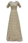 Shop_Neha Mehta Couture_Beige Georgette Embroidered Anarkali With Dupatta_Online_at_Aza_Fashions