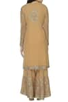 Shop_Rahul Singh_Beige Georgette Split Neck Embroidered Kurta Set _at_Aza_Fashions