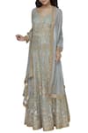 Buy_Rahul Singh_Grey Georgette Round Embroidered Anarkali With Dupatta _at_Aza_Fashions