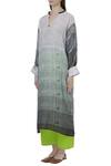 Rahul Singh_Green Cotton Silk Notched Shibori Kurta Set _Online_at_Aza_Fashions