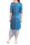 Shop_So Us By Sougatpaul_Blue Modal Satin Round Printed Kurta Dhoti Pant Set _at_Aza_Fashions