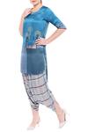 Buy_So Us By Sougatpaul_Blue Modal Satin Round Printed Kurta Dhoti Pant Set _Online_at_Aza_Fashions