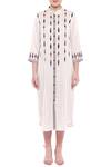 SO US by Sougatpaul_Off White Satin Printed Midi Dress_Online_at_Aza_Fashions