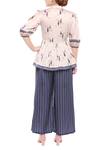 Shop_So Us By Sougatpaul_Blue Satin Stand Collar Printed Pant Set _at_Aza_Fashions