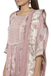 Soup By Sougat Paul_Pink Cotton Satin Round Neck Printed Kurta Set _Online_at_Aza_Fashions