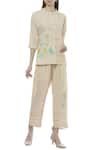 Buy_Shagun Manchanda_Beige Linen Round Short Kurta  _at_Aza_Fashions