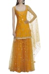 Preeti S Kapoor_Orange Dupion Round Embellished Kurta Sharara Set _Online_at_Aza_Fashions