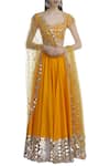 Buy_Preeti S Kapoor_Orange Dupion Sweetheart Neck Embellished Lehenga Set _at_Aza_Fashions