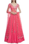 Buy_Preeti S Kapoor_Pink Dupion Sweetheart Neck Embellished Lehenga Set _at_Aza_Fashions