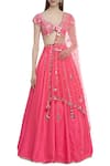 Preeti S Kapoor_Pink Dupion Sweetheart Neck Embellished Lehenga Set _Online_at_Aza_Fashions