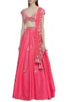 Buy_Preeti S Kapoor_Pink Dupion Sweetheart Neck Embellished Lehenga Set _Online_at_Aza_Fashions