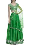 Preeti S Kapoor_Green Dupion Embellished Lehenga Set_Online_at_Aza_Fashions