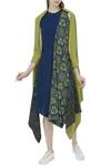 Buy_Fahd Khatri_Green Organic Bamboo Handwoven Cape Jacket  _at_Aza_Fashions