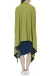 Shop_Fahd Khatri_Green Organic Bamboo Handwoven Cape Jacket  _at_Aza_Fashions