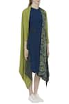 Fahd Khatri_Green Organic Bamboo Handwoven Cape Jacket  _Online_at_Aza_Fashions