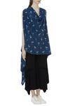 Fahd Khatri_Blue Organic Cotton Handwoven Ajrakh Print Tunic_Online_at_Aza_Fashions