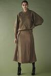 Nikita Mhaisalkar_Brown Jumper With Skirt_Online_at_Aza_Fashions