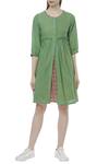 Buy_Sagaa By Vanita_Green Cotton Muslin Round Neck Shirt Dress With Inner_at_Aza_Fashions