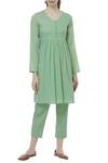 Buy Sagaa By Vanita Green Cotton V Neck Kurta Set at Aza Fashions Buy_Sagaa By Vanita_Green Cotton V Neck Kurta Set _at_Aza_Fashions