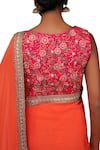 Shop_Nikasha_Coral Crepe Bateau Neackline Saree With Embroidered Blouse _Online_at_Aza_Fashions