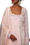 Nikasha Pink Cotton Silk Square Neckline Embroidered Layered Anarkali Set Online at Aza Fashions Nikasha_Pink Cotton Silk Square Neckline Embroidered Layered Anarkali Set _Online_at_Aza_Fashions