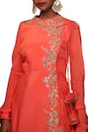 Shop_Nikasha_Coral Crepe Round Angrakha Kurta Set _Online_at_Aza_Fashions