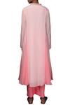 Shop_Nikasha_Pink Crepe Notch Neck Flared Kurta Pant Set _at_Aza_Fashions