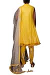 Shop_Nikasha_Yellow Crepe Stand Collar Printed Tunic And Dhoti Pants Set _at_Aza_Fashions