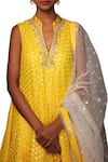 Shop_Nikasha_Yellow Crepe Stand Collar Printed Tunic And Dhoti Pants Set _Online_at_Aza_Fashions