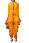 Shop_Nikasha_Yellow Crepe Bateau Asymmetric Kurta And Dhoti Pant Set _at_Aza_Fashions