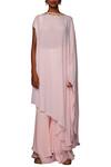 Nikasha Pink Crepe Round Neck Kaftan Tunic And Sharara Set Online at Aza Fashions Nikasha_Pink Crepe Round Neck Kaftan Tunic And Sharara Set _Online_at_Aza_Fashions