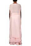 Shop Nikasha Pink Crepe Round Neck Kaftan Tunic And Sharara Set at Aza Fashions Shop_Nikasha_Pink Crepe Round Neck Kaftan Tunic And Sharara Set _at_Aza_Fashions