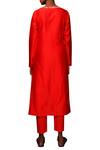 Shop_Nikasha_Red Chanderi Silk Notched Kurta Set _at_Aza_Fashions