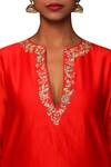Shop_Nikasha_Red Chanderi Silk Notched Kurta Set _Online_at_Aza_Fashions