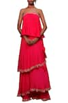 Buy_Nikasha_Pink Crepe Flared Top And Layered Lehenga _Online_at_Aza_Fashions