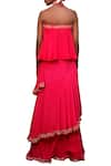 Shop_Nikasha_Pink Crepe Flared Top And Layered Lehenga _at_Aza_Fashions