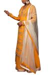 Nikasha_Yellow Crepe V Neck Embroidered Kurta Lehenga Set _Online_at_Aza_Fashions