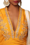 Shop_Nikasha_Yellow Crepe V Neck Embroidered Kurta Lehenga Set _Online_at_Aza_Fashions