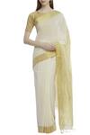 Anka_Cream Cotton Saree With Running Blouse_Online_at_Aza_Fashions