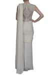 Shop_Varun Bahl_White Georgette Round Pre-draped Saree Gown  _at_Aza_Fashions